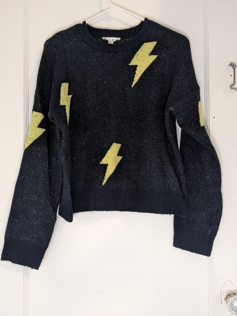 THML Navy Crewneck Sweater with Yellow Lightning Bolts